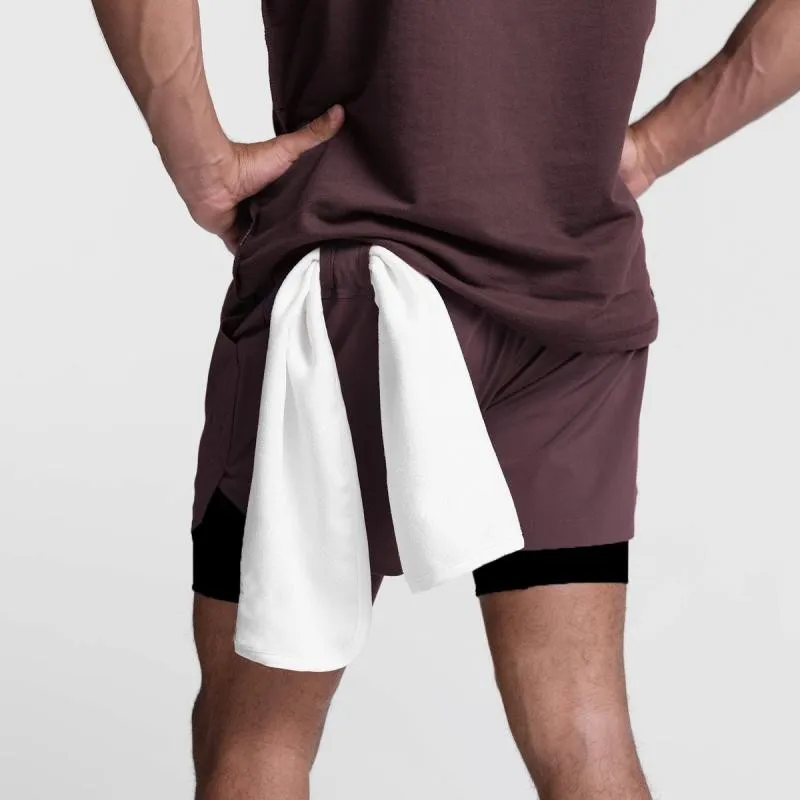 Pantalones cortos deportivos para hombre, 2 en 1, de doble cubierta, de secado rápido, para correr, 2022