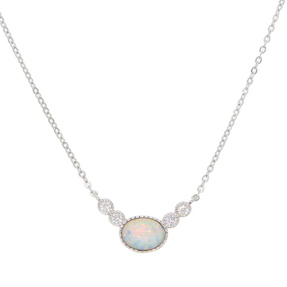 Chic White Fire Opal Necklace Pendants For Women 925 Sterling Silver Necklace Elegant Oval Natural Stone Fashion Jewelry Gift