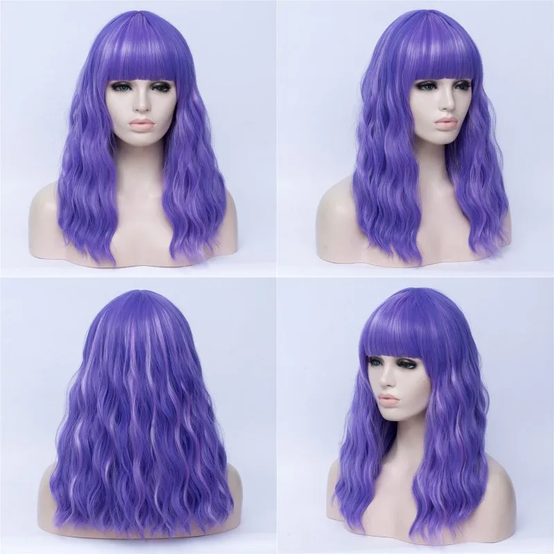 GAKA Long Synthetic Wigs for Women Cosplay Wigs with Cut Bang Heat Resistant Pink Rainbow Ombre Pink