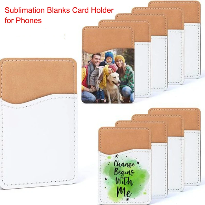 5PCS Bulk Printable PU Cards Holder Sublimation Blanks for Phones with Stickers Heat Press DIY Accessories Products