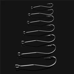 50pcs Stainless steel EEL Fishing Hooks crank sharp Long shank hook bend Offset jig fishhooks for Stripped bass fishing lure