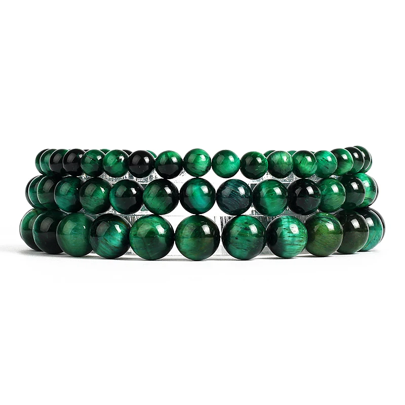 Lightning Royal Green Tiger Eye Bracelet Men 6-12mm Natural Energy Stone Beads Reiki Healing Bracelets for Women Jewelry Pulsera