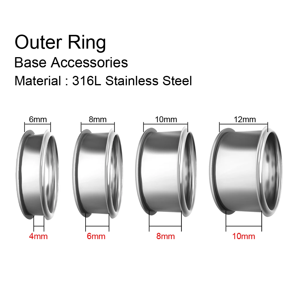 Yoiumit Stackable Inner Filled Aluminum Accessories Rings Women Stainless Steel Base Interchangeable Ring Wedding Jewelry Gift