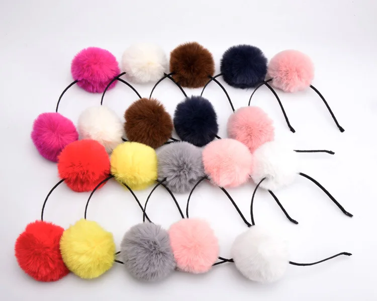 Candy Color Ball Girls Headband Pompon Hairband  Wedding Headwear Sweet Women Hair Accessories  Birthday Cosplay Christmas