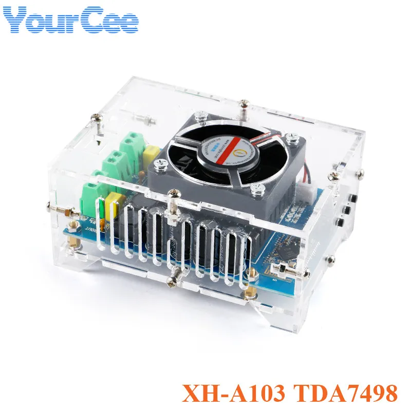 XH-A103 TDA7498 2*100W Power Amplifier Board Bluetooth-compatible High Power Audio Digital Amp Module Fan Case