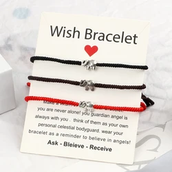 New Arrival Lucky Braided Bracelet Cute Sliver Color Elephant Pendant Bracelet Couple Prayer Bangle Jewelry Adjustable Chain New