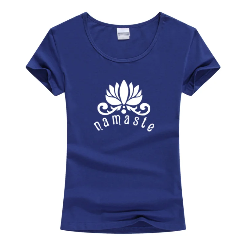 New Summer NAMASTE Lotus Flower Print Women Tshirt Cotton Casual Short Sleeve for Lady Girl Top Tee Hipster Camisetas