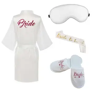 Kimono Bridal Broadries für Hochzeitsfeier, Single Bademantel, Hausschuhe und Streifen, Single und Hausschuhe, 4 Einheiten pro Set 8 Hauptverkaufsfakten Bad Single Bad - №7