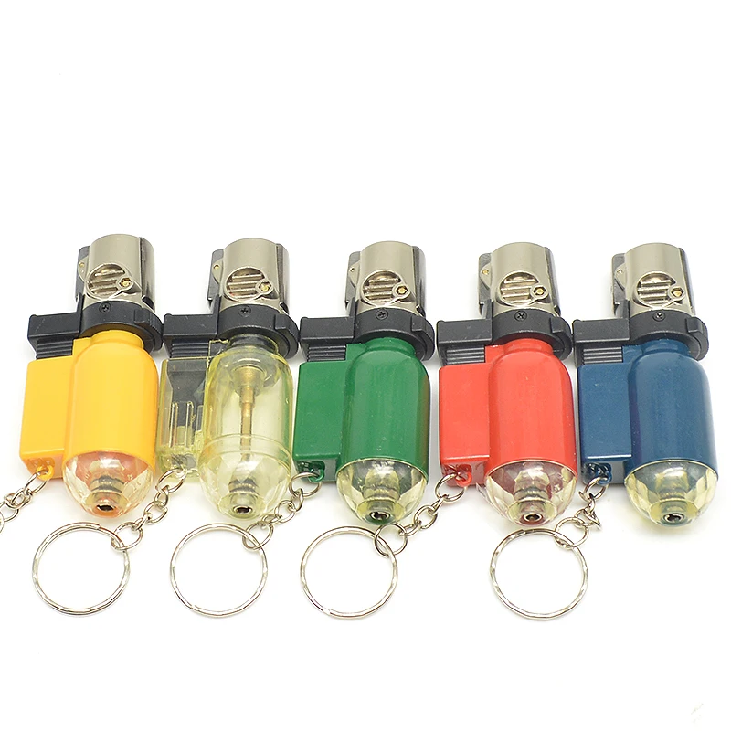 Rechargeable Mini Gas Lighter Metal Jet Butane BBQ Torch Lighter With Keychain