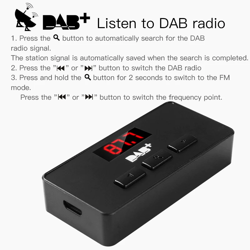 Car Radio Mini Digital DAB/DAB+ FM Tuner Receiver Stick LED Display Digital Audio Broadcasting 3.5mm AUX Interface For Autoradio