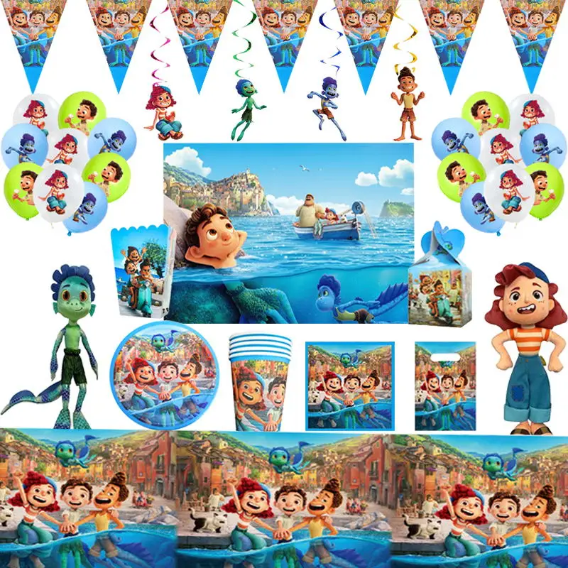 Disney Luca Disposable Party Tableware Set Kids Cartoon Anime Theme Party Decorations Toys Baby Shower Birthday Party Supplies