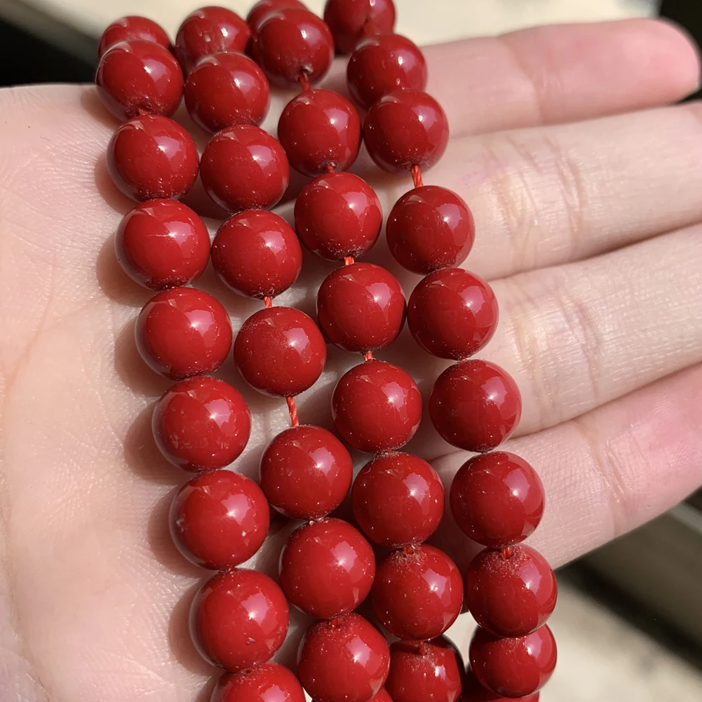 Red Coral Shell Stone Beads Round Loose Spacer Beads For Jewelry Making Diy Bracelet Accessories 15\'\'Strands 4 6 8 10 12mm