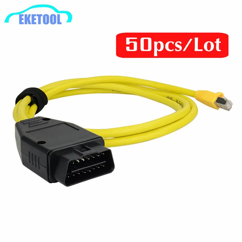 

50PCS/LOT OBD2 Cable For BMW Enet Network F-Series OBD2 16Pin Adapter iCOM Coding For BMW F-series RJ45 Metal Connector