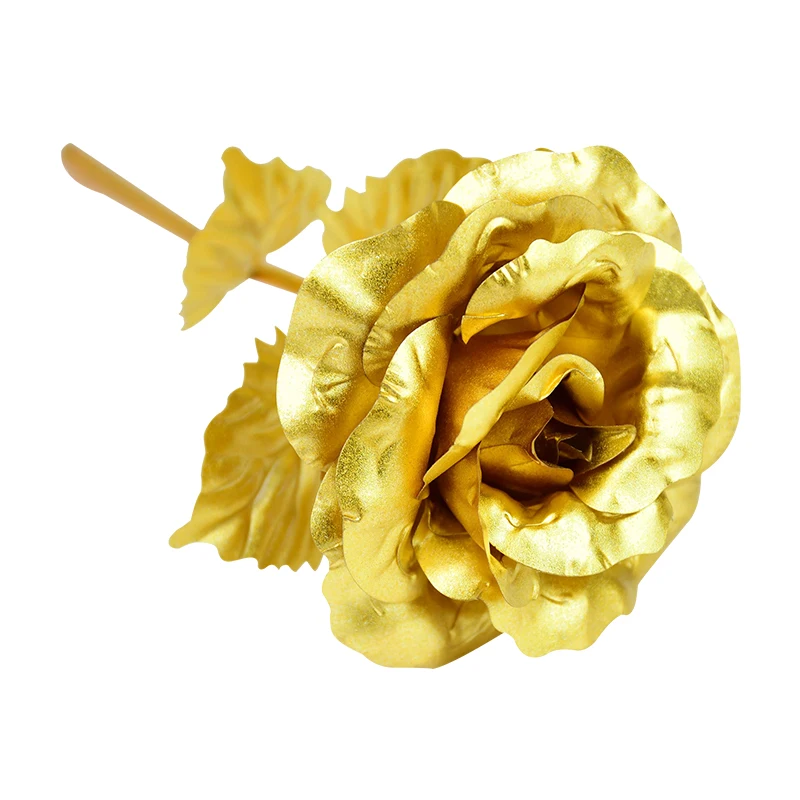 1 Stück Gold Rose Blume Folie Überzogene Kunststoff Künstliche Rosen Valentinstag Geschenk Schönheit Goldene Blumen für Zuhause Hochzeit Dekoration – Detail 3