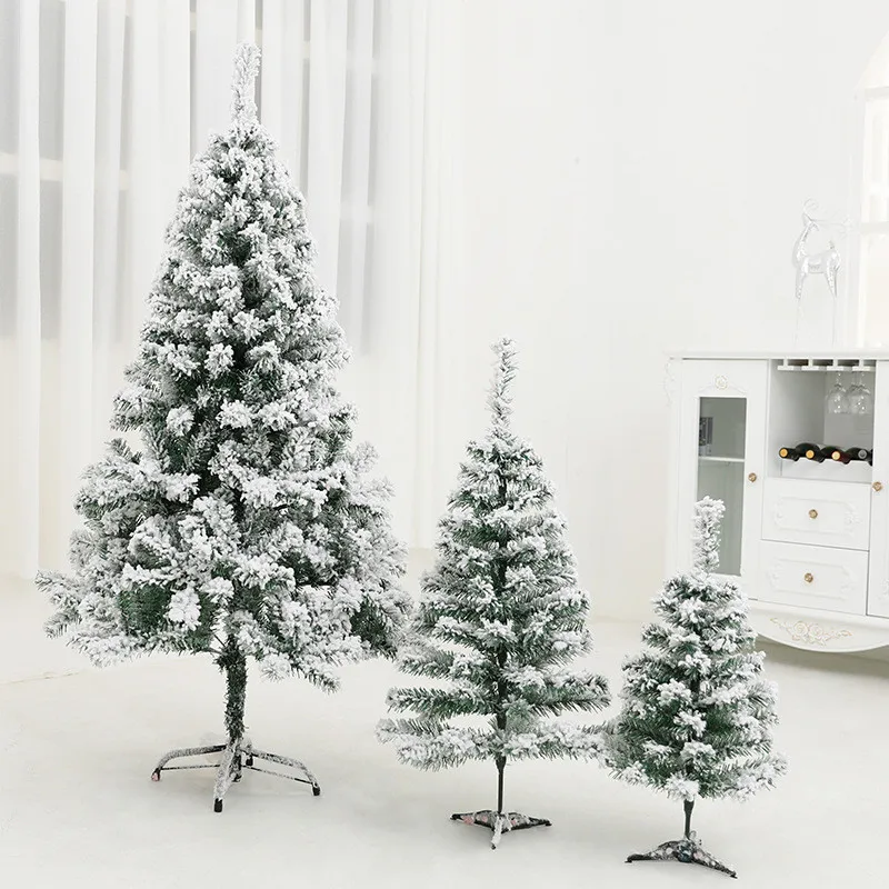 Flocking Christmas Tree 90cm Retardant PVC Artificial Christmas Fir for Home Christmas Decoration Home Party Scene Layout Props