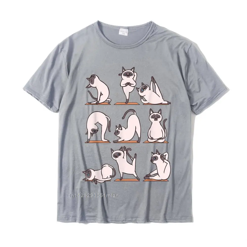 Siamese Cat Yoga T-Shirt Geek Top T-Shirts Tops Shirts For Men Prevailing Cotton Funny Tshirts