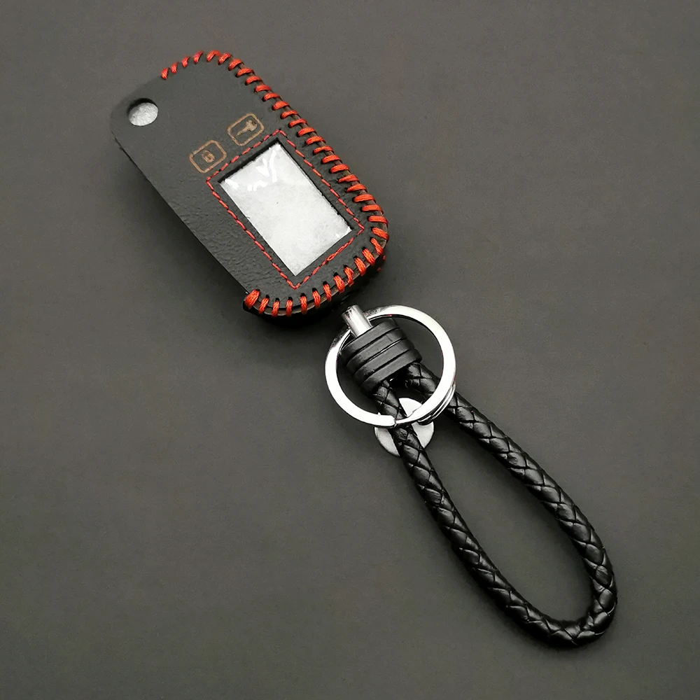 100% Leather Key Case Cover for Tomahawk Folding TW9010 TW9020 TW9030 5 Buttons Car Flip Remote Protective Shell