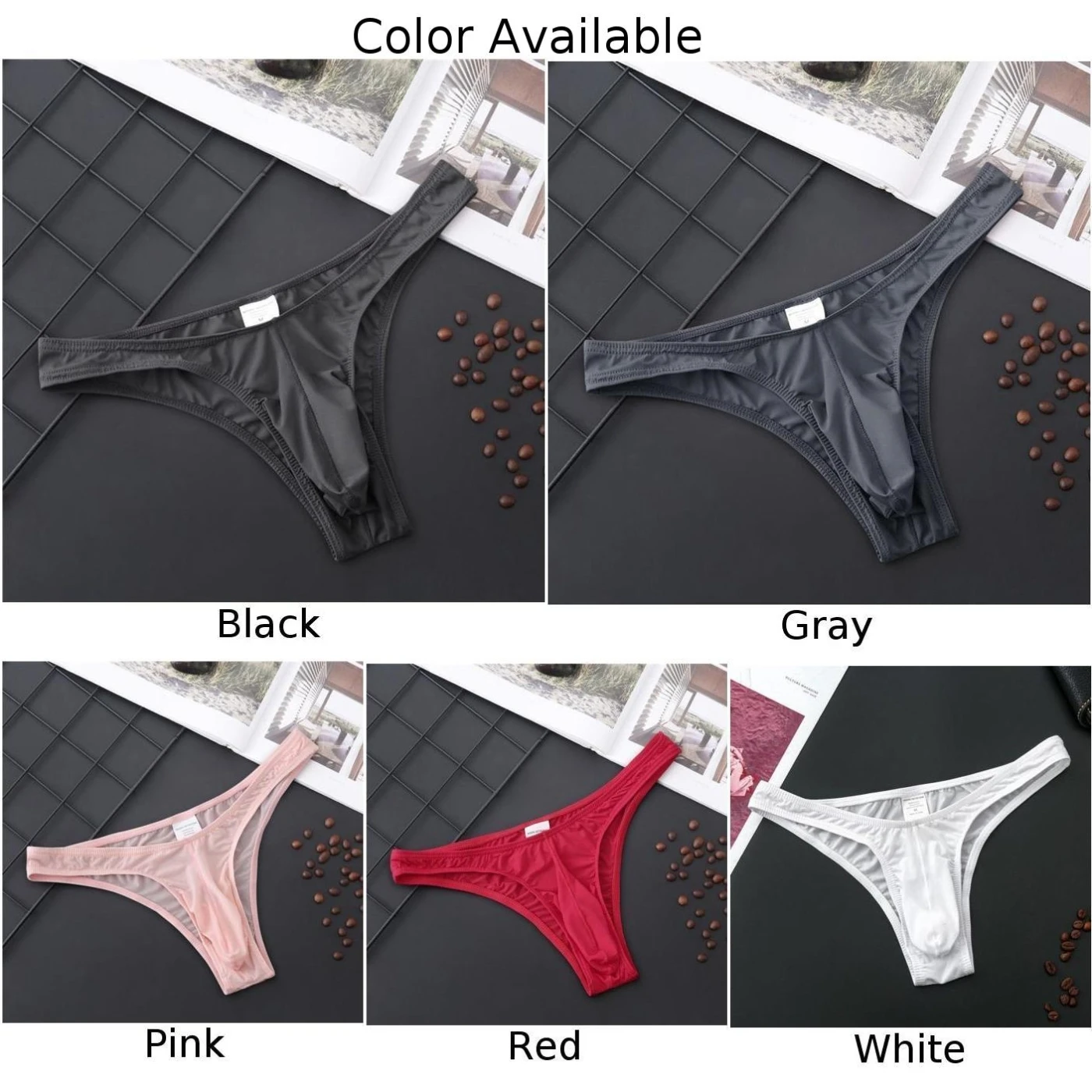 Men Briefs Pouch Underwear Breathable Thong Transparent Panties Ultra-Soft Low-Rise Bikini G-String Sissy Panties Jocks Bikini