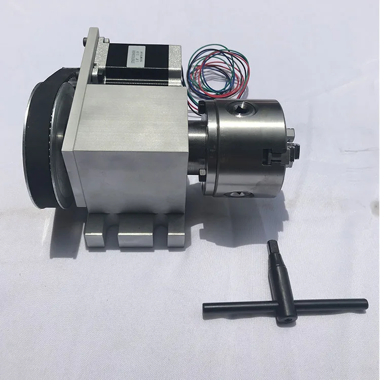 CNC rotating fourth axis 80/100 chuck three-dimensional circular engraving machine a axis 80 indexing head thimble tailstock