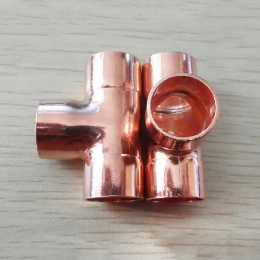 

35mm Inner Dia x1.3mm Thickness Copper Equal Tee Socket Weld End Feed Coupler Plumbing Fitting Water Gas Oil