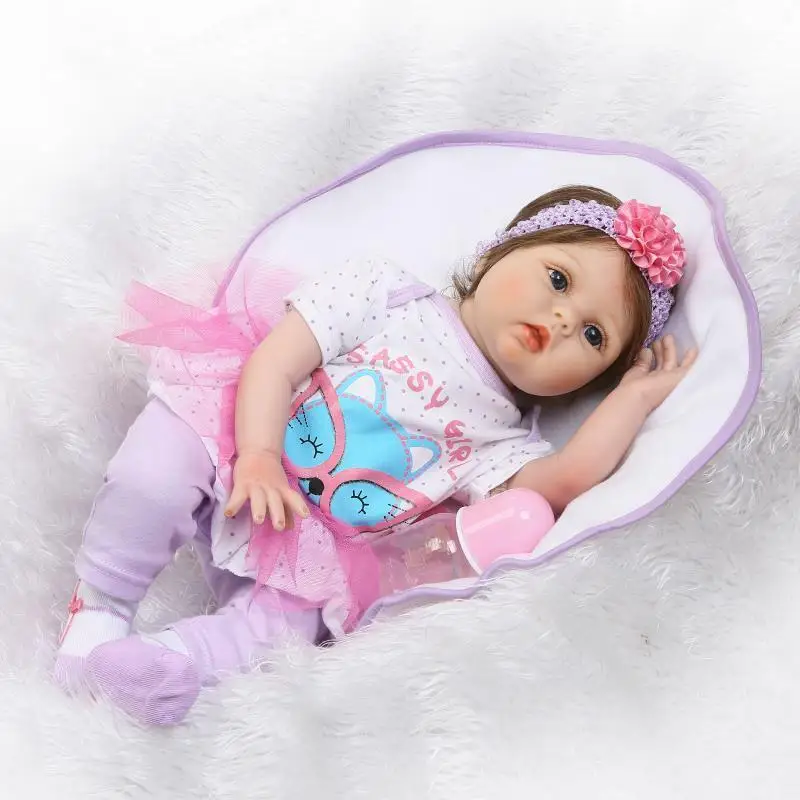 

22" Reborn Baby Dolls Girl Soft Silicone Vinyl Realistic Handmade Newborn Gifts Dolls For Girls Reborn Baby Doll