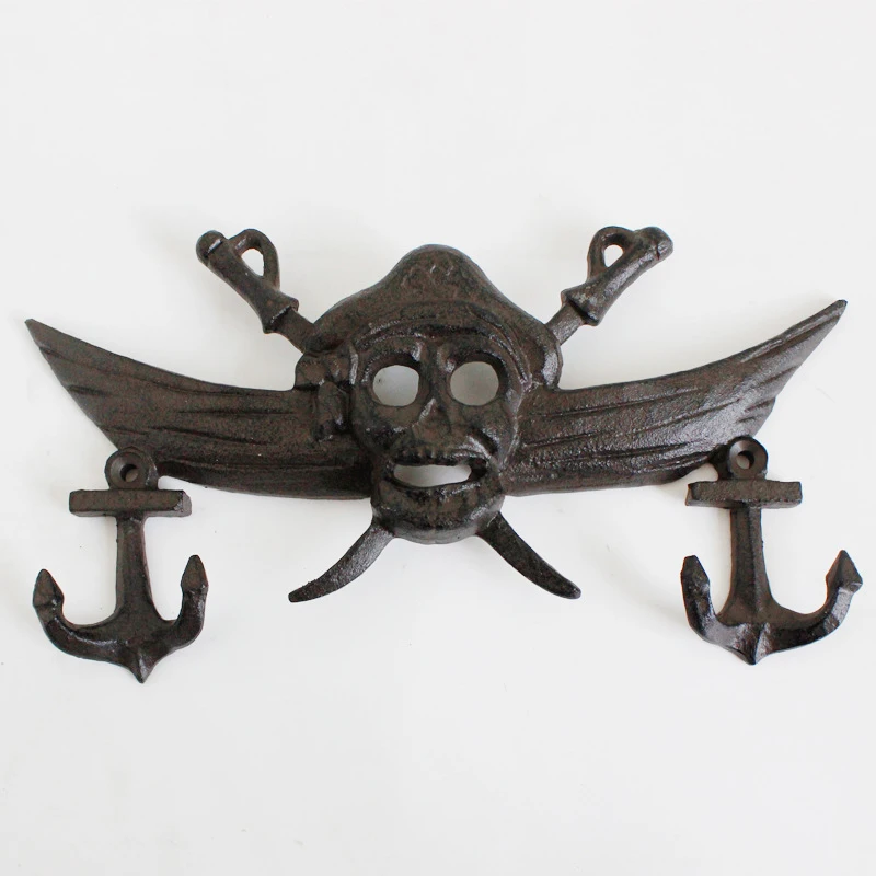 Cast Iron Wall Hooks Buccaneers figure Rack Key Holder Organizer Wall mounted Creative craft Gift Bedroom Living Home Decor