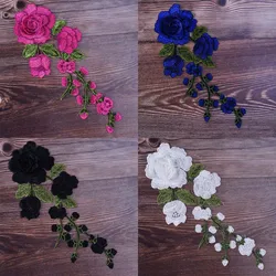 1Pc Rose Embroidered Sewing On Patch Flower Patch Stickers For Clothes Badge Sewing Fabric Applique Supplies 12Colors