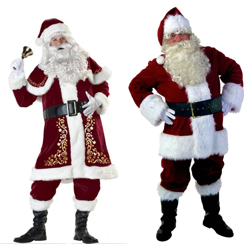 

Santa Claus Costume Adult Men Santa Claus Clothes Full Set High-End Thickened Performance Clothing