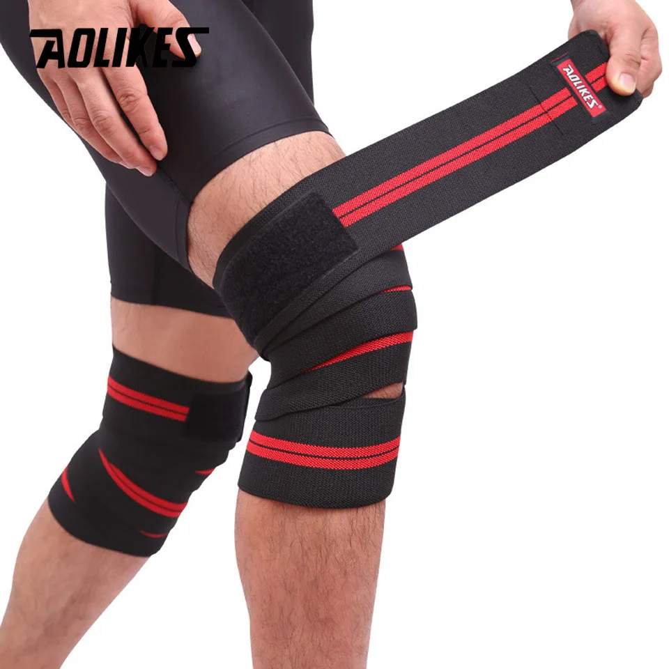 Aolikes 1 Stuks 2M * 8Cm Fitness Onder Druk Bandjes Gymnastiek Gewicht Tillen Been Knie Compressie Training Wraps Elastische Verbanden