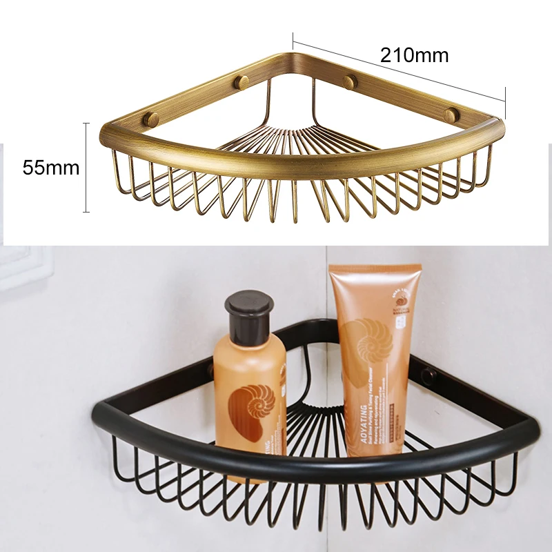 Bathroom Shelf Single Level Corner Shelves Copper Triangle Basket Soap Holder Chrome Shampoo Shelf EL0043