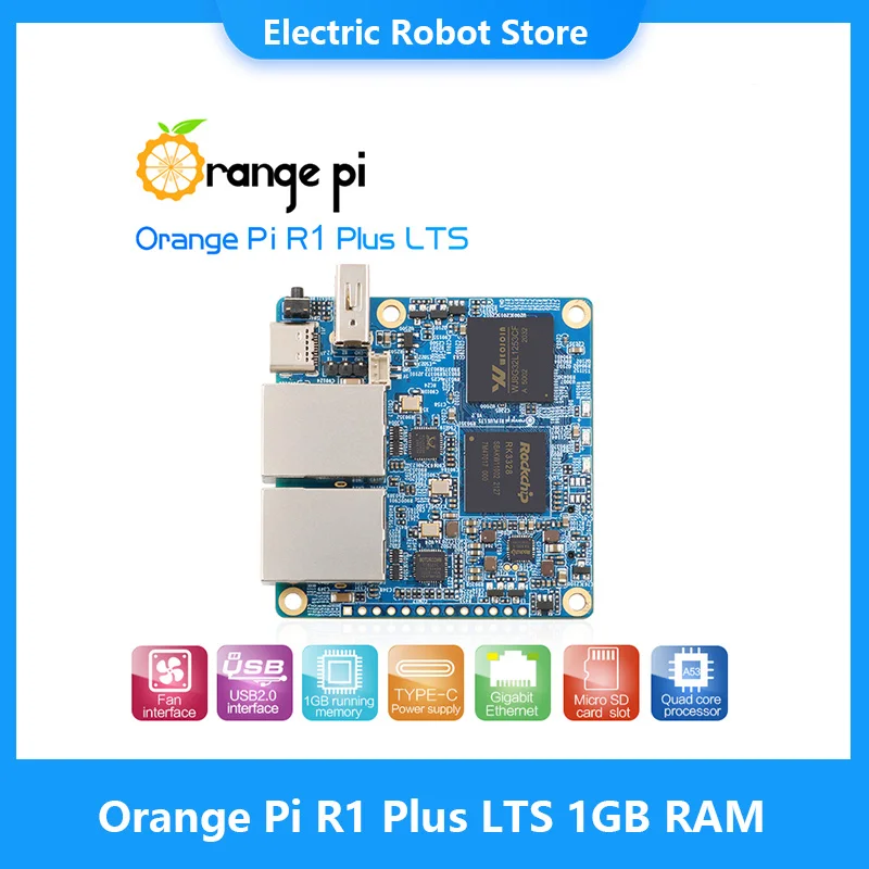 Orange Pi-R1 Plus LTS, 1 Go de RAM, utilise Rockchip RK3328,Open Source Single Board Computer, Run Android 9, UbunaryDebian, OpenWRT OS