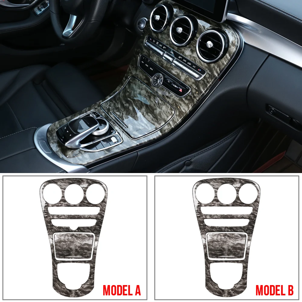 For Mercedes Benz C Class W205 GLC X253 Carbon Fiber Color Sticker Car ABS Center Console Panel Decoration Cover Trim