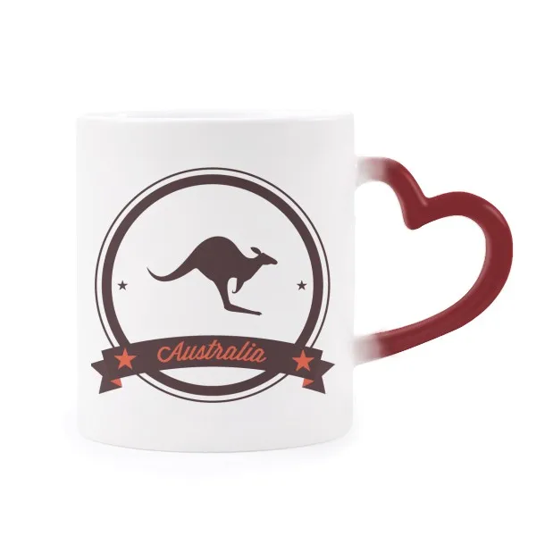 

Australia Flavor Kangaroo Emblem Illustration Morphing Mug Heat Sensitive Red Heart Cup