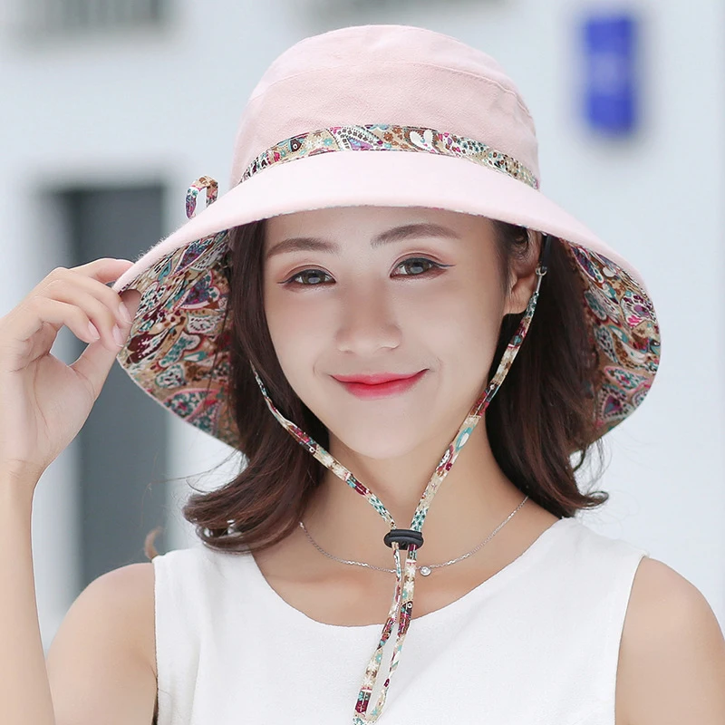 2021 New Brand Women Sun hat Summer Hat Folding Sunscreen Anti-uv big Summer Biking Beach Hat Fashion Sun hat