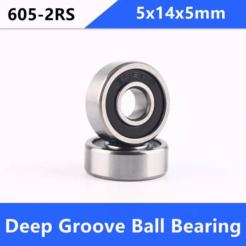 

500pcs/lot 605-2RS 605RS 605 2RS miniature rubber sealed deep groove ball bearing 5x14x5 mm
