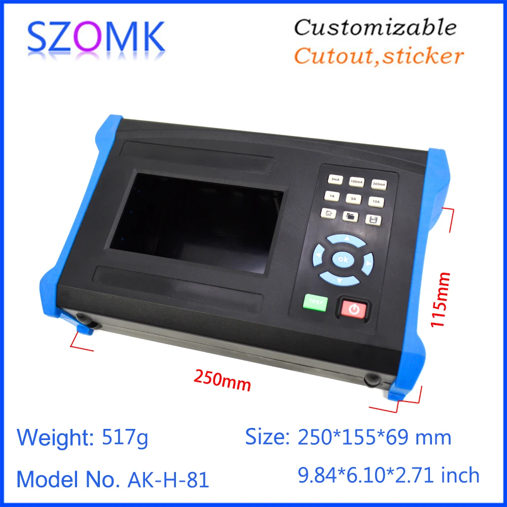 1Piece 250*155*69mm szomk handheld plastic instrument housing junction box with battery holder electronics device box