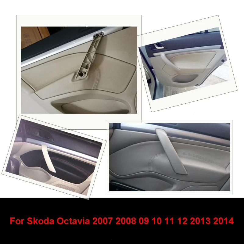 LHD For Skoda Octavia 2007 2008 2009 2010 2011 2012 2013 2014 Microfiber Leather Car Door Handle Center Armrest Panel Cover Trim