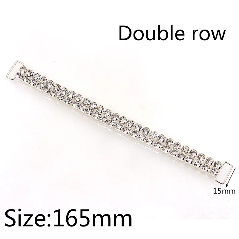 5Pcs 165mm Double Row Rhinestone Decoration Chain/Bikini Connector Buckles For Shoulder Strap Clothing Dress Accessories