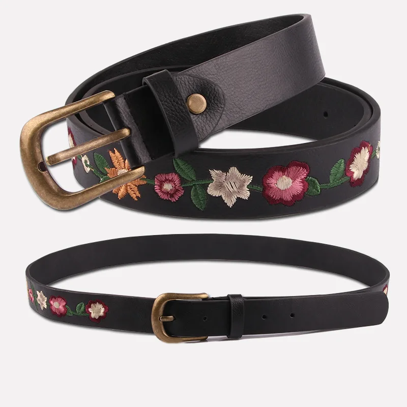 New Embroidered Flower Decoration Ladies Belt Retro Fashion Women\'s Classical Chinese Style belt