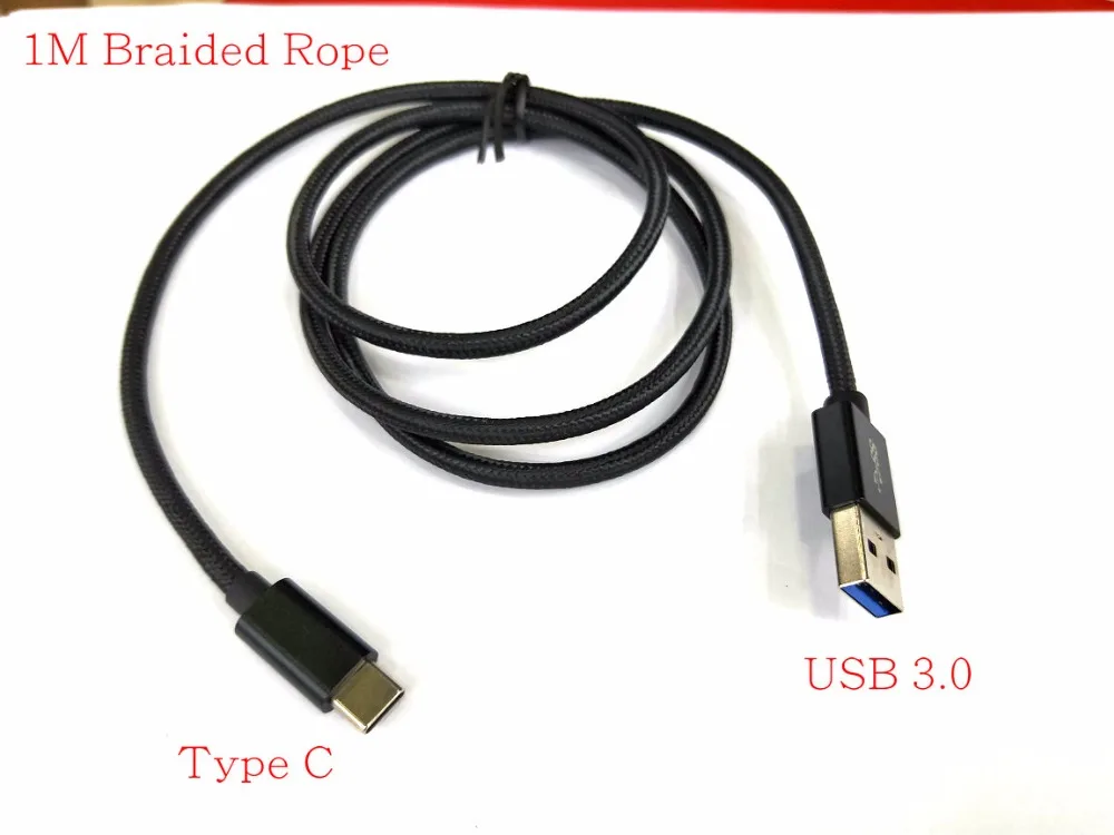 50 pcs Braided Rope USB 3.1 Type C to USB 3.0 Adapter Cable 5Gb 1m New