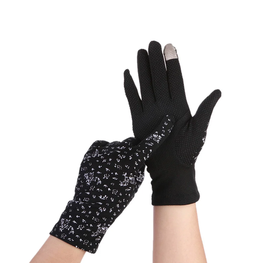 one size Summer non-slip touch screen gloves short cotton pure UV protection elastic sun protection gloves