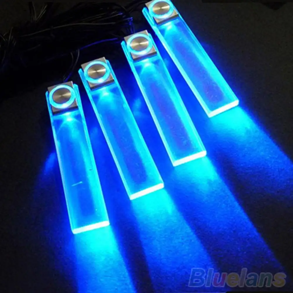 Cool 4 In 1 12V Blue Car Decorative Lamp Charge LED Interior Floor Decoration Lights Car Accessories Supplies Products