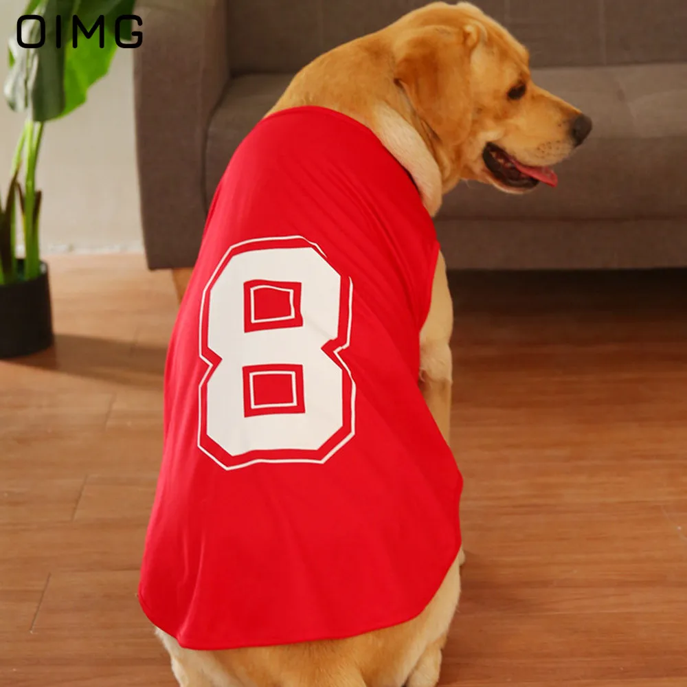 OIMG Numbers Printed Big Dog Sleeveless T-Shirts Golden Retriever Labrador Husky Sport Dog Jersey Breathable Large Dogs Clothes