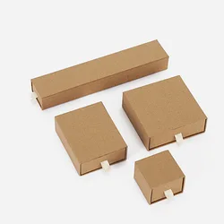 12Pcs Brown Craft Paper Jewelry Packaging Box for Necklace Bracelet Earring Ring Brooch Display Wholesale Stroage Case