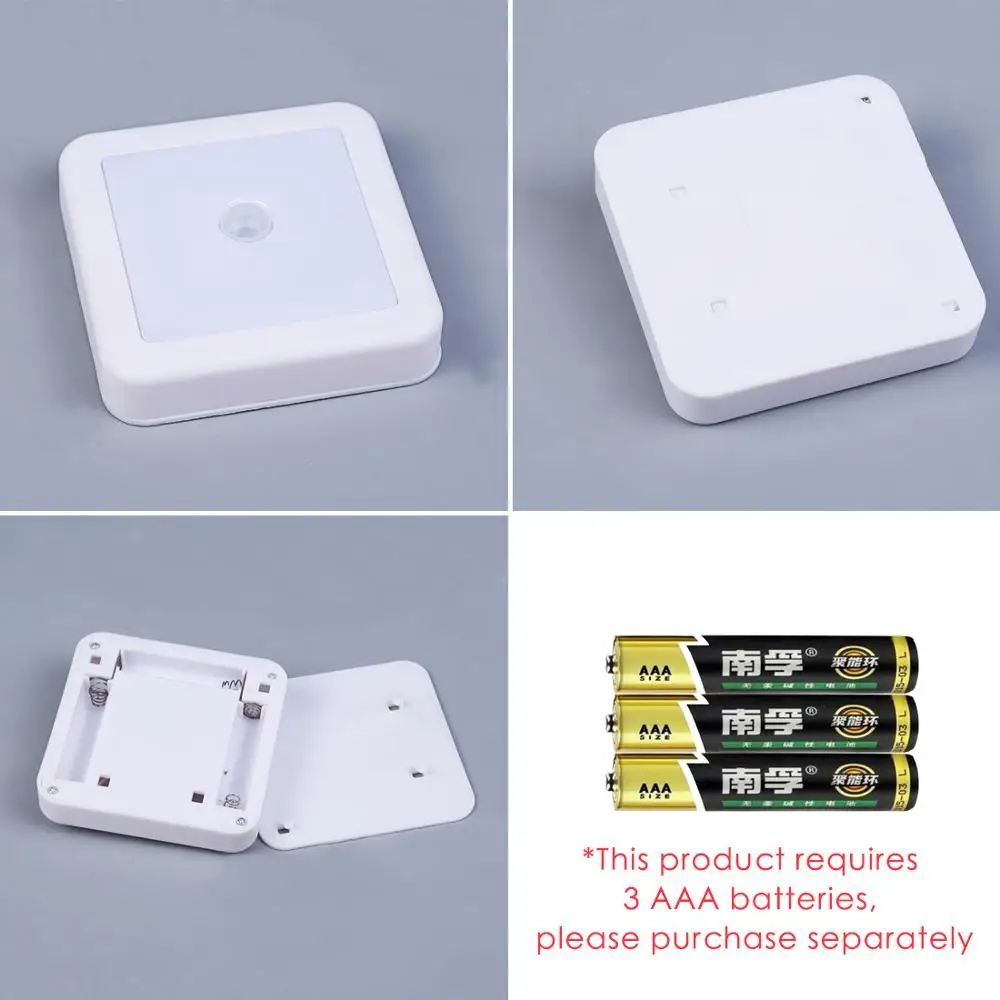 Square Motion Sensor LED Night Light Household Night Lighting Tool LED Induction Lamp Battery-powered Low Energy Consumption