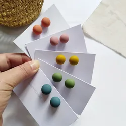 925 Silver Needle Modern Jewelry Ball Earrings Hot Selling Coating Green Yellow Pink Blue Matte Stud Earrings For Girl Student