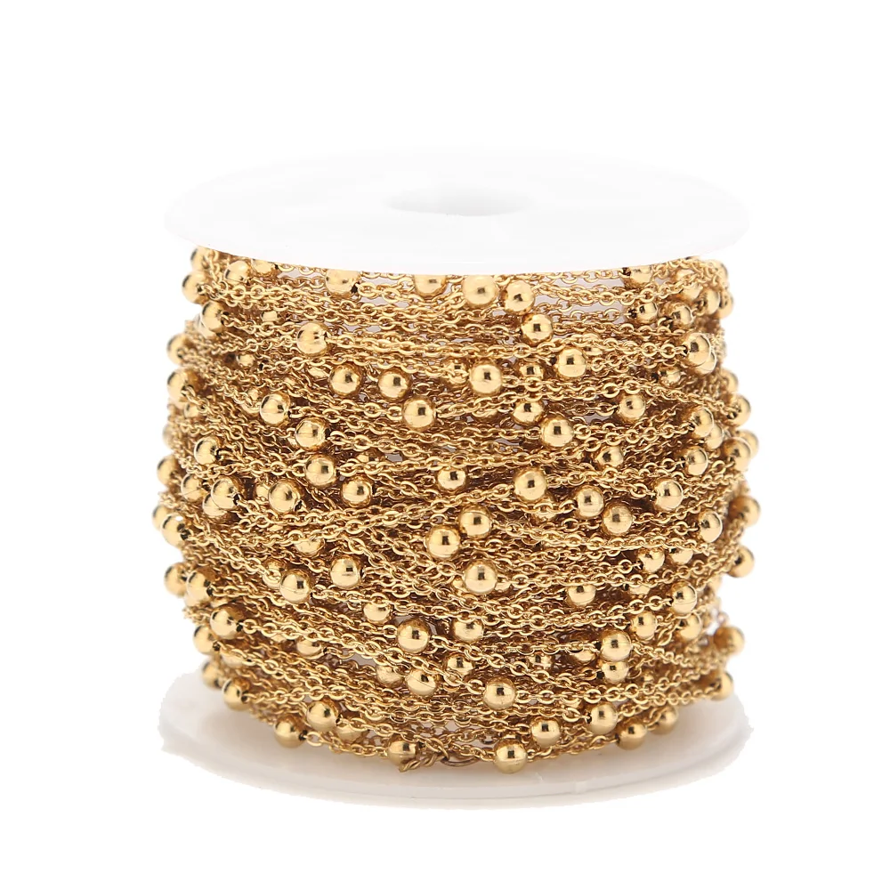 10 meter Bulk Fancy Rvs Satelliet Ketting Anti Aanslag Bead Ball Kabel Ketting voor Ketting Choker Enkelband Maken