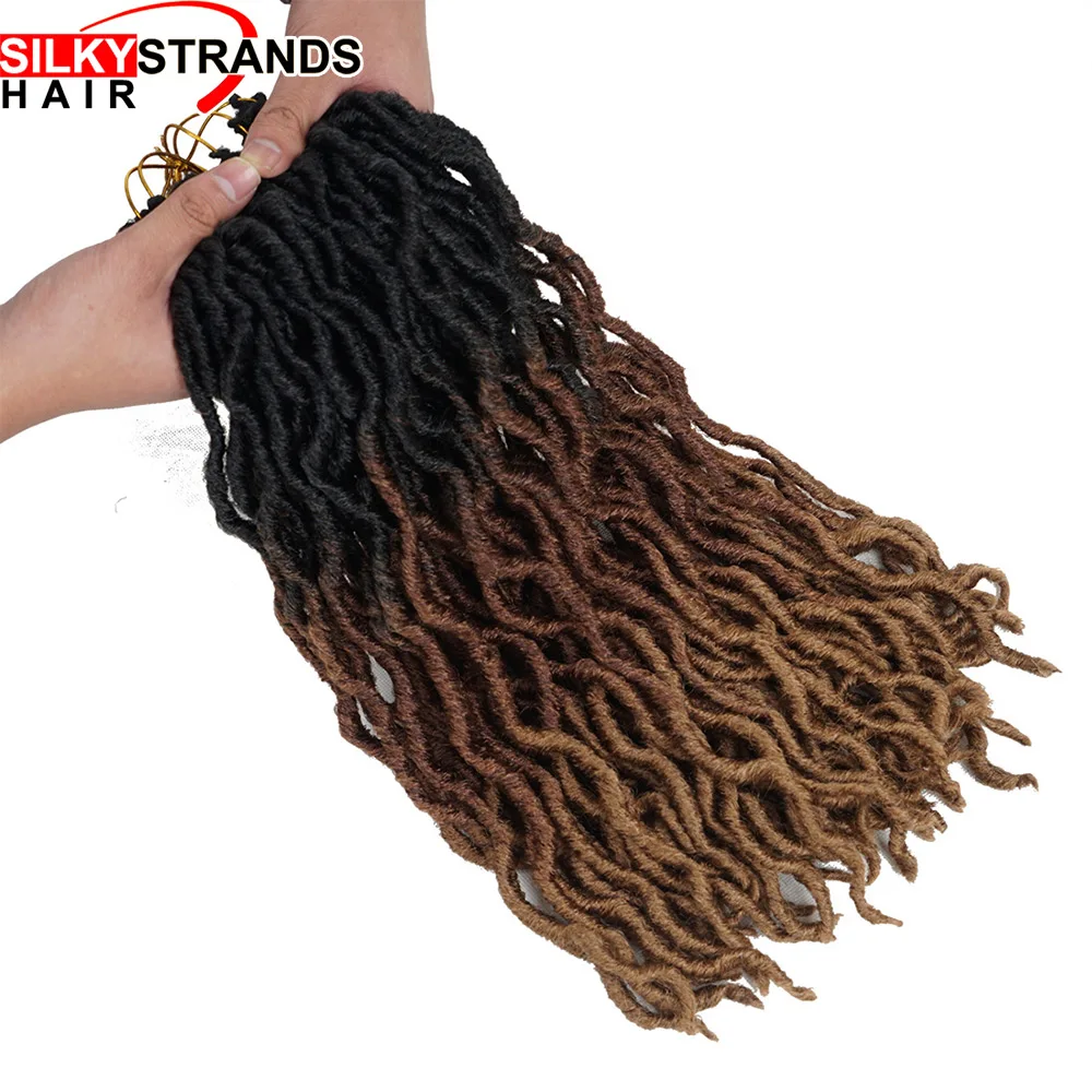 

20inch 24 Strands Ombre Faux Locs Curly Crochet Hair Kanekalon Dread Locs Synthetic Senegalese Twist Hair Extensions for Women