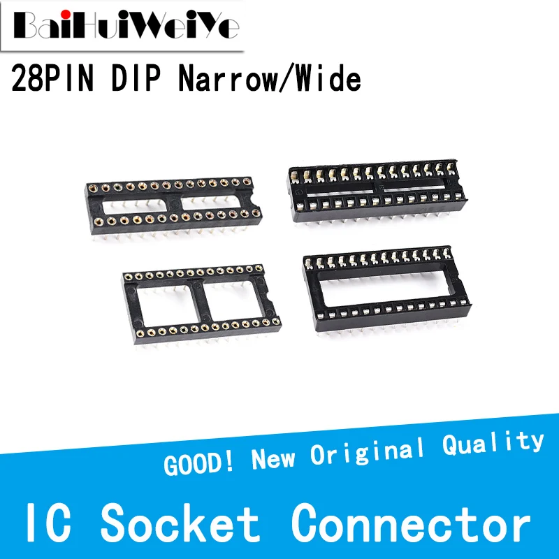 

20PCS/LOT DIP28 28PIN 28P DIP SIP Narrow Wide IC Socket Sockets Adaptor Solder Type IC Socket Connector Type 2.54MM