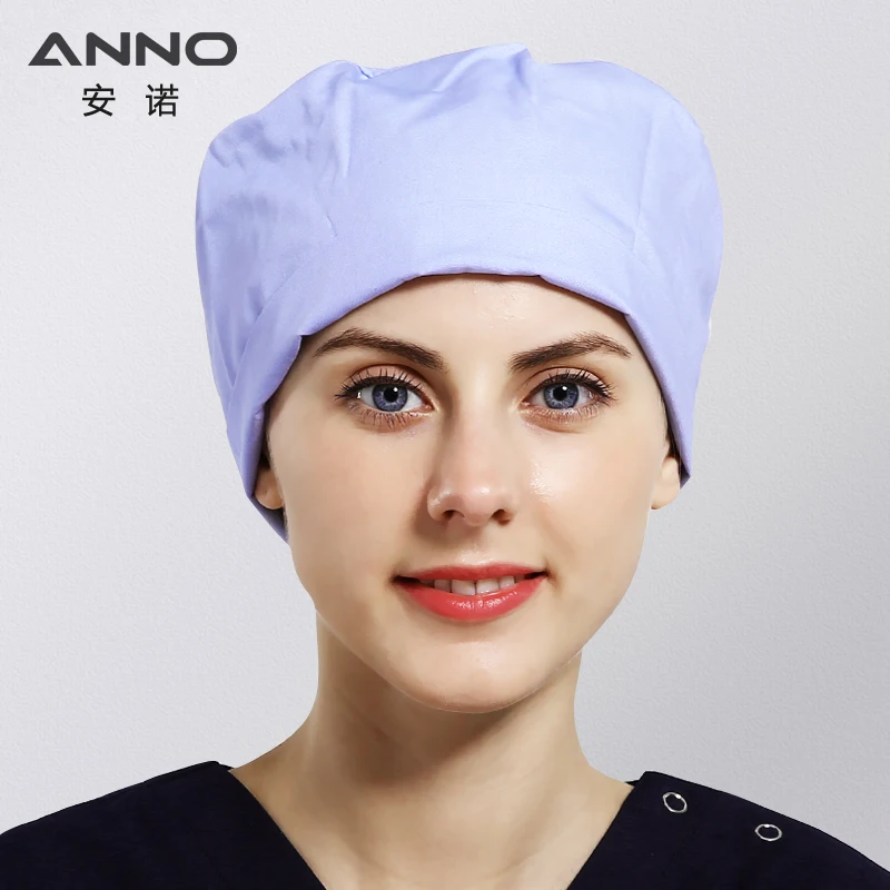 ANNO Solid Color Scrub Caps Female Male Hospital Doctor Nurse Work Hats Nursing Accessorie Short or Long Hair Head Dress